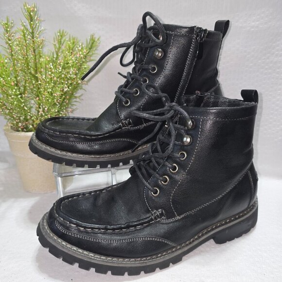 BRUNO MARC MENS BLACK MOTORCYCLE MILITARY COMBAT OXFORD BOOTS SIZE 7 - Picture 12 of 13